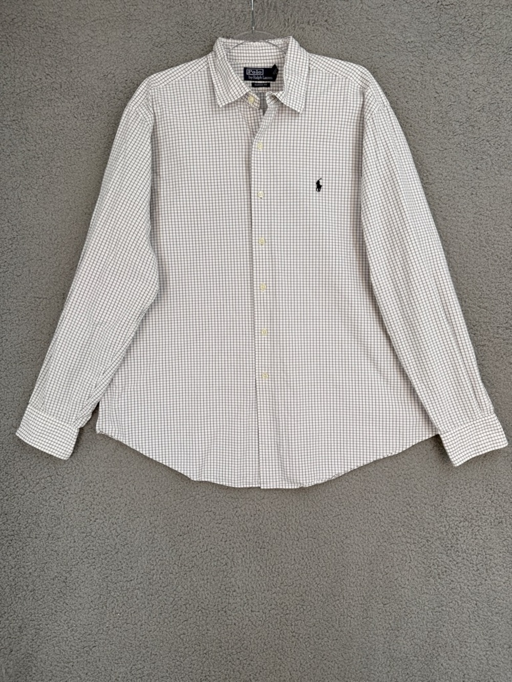 Polo by Ralph Lauren Men’s XXL long sleeve button up shirt White Micro-Check